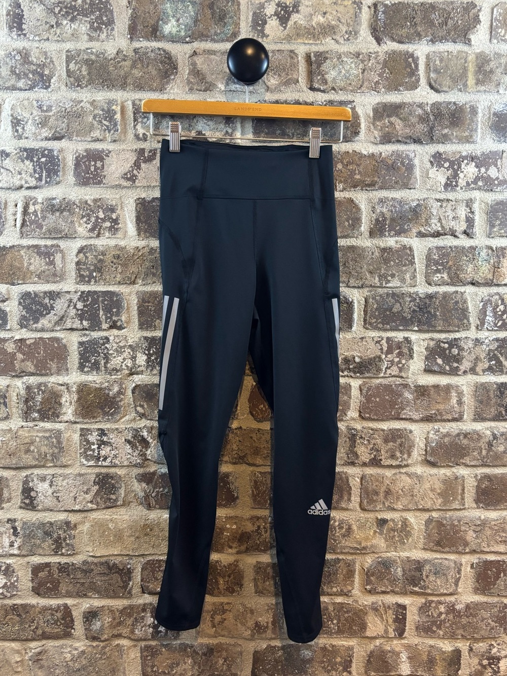 adidas Black Leggings with Silver Reflective Stripes Women’s Size XS